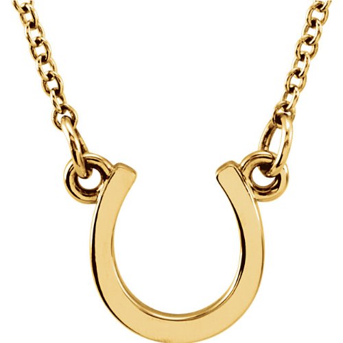 Levereve 2014 Designer Series 14K Yellow Gold 1.80 Grams Petite Tiny Horseshoe Pendant Necklace 18